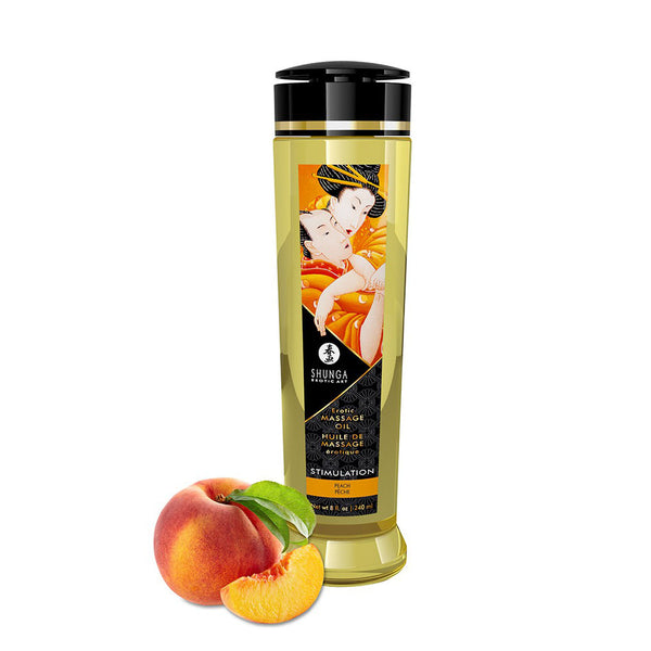 Shunga Massage Oil Stimulation Peach 240ml - Kinky Betty's - 