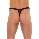 Mens Black GString With Black Straps To Animal Print Pouch