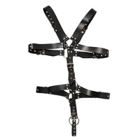 Mens Leather Adjustable Harness With Cock Ring - Kinky Betty's - 