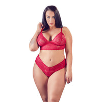 Cottelli Plus Size Red Lace Bra And Briefs - Kinky Betty's - 