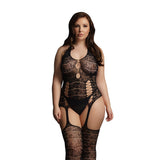 Le Desir Black Lace Suspender Bodystocking UK 14 to 20 - Kinky Betty's - 