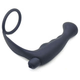Black Silicone Anal Plug Vibrator with Cock Ring - Kinky Betty's - 