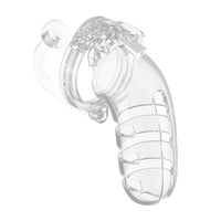 Man Cage 12  Male 5.5 Inch Clear Chastity Cage With Anal Plug - Kinky Betty's - 