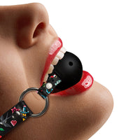Ouch Breathable Ball Gag With Printed Leather Straps - Kinky Betty's - 