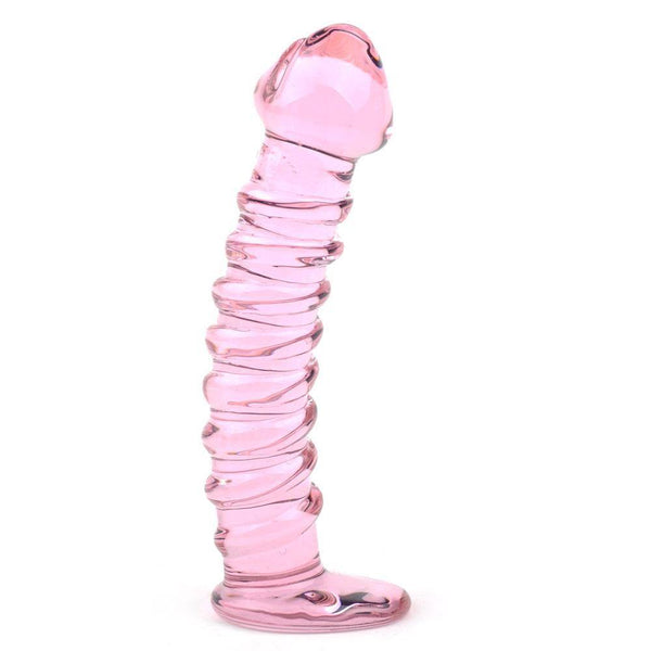 Textured Pink Glass Dildo - Kinky Betty's - 
