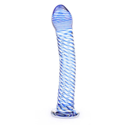 Beautiful Blue Glass Dildo - Ribbed