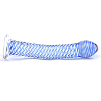 Glass Dildo With Blue Spiral Design - Kinky Betty's - 