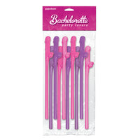 Bachelorette Party Favors 10 Pecker Straws Pink And Purple - Kinky Betty's - 