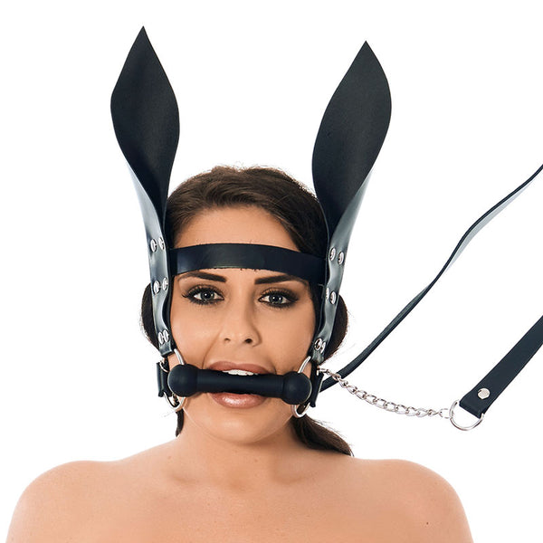 Horsebit Mouth Gag With Reins And Ears - Kinky Betty's - 