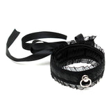 Satin Look Black Collar With O Ring - Kinky Betty's - 