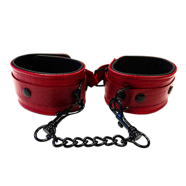 Rouge Garments Leather Croc Print Ankle Cuffs - Kinky Betty's - 