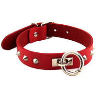 Rouge Garments Red Studded ORing Studded Collar - Kinky Betty's - 