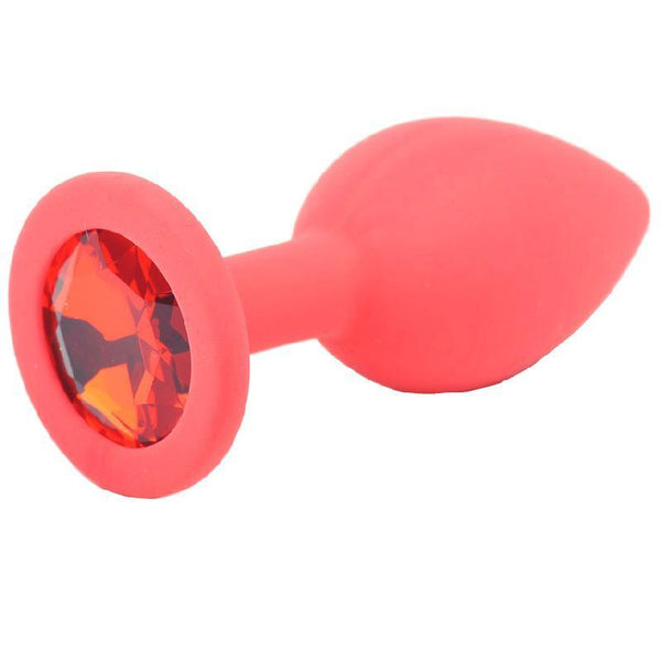 Small Red Jewelled Silicone Butt Plug - Kinky Betty's - 