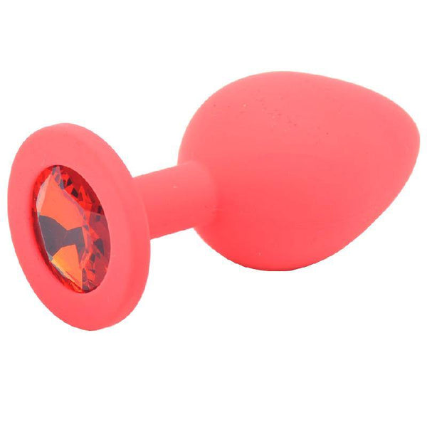 Medium Red Jewelled Silicone Butt Plug - Kinky Betty's - 