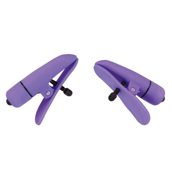 Nipplettes Virbrating Adjustable Purple Nipple Clamps - Kinky Betty's - 