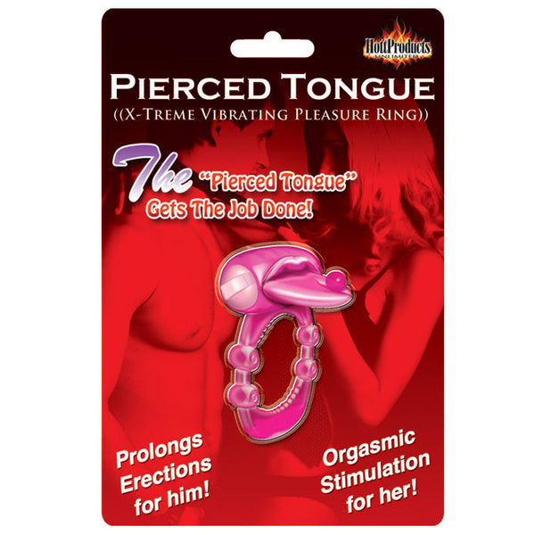 Pierced Tongue Vibrating Silicone Cock Ring - Kinky Betty's - 