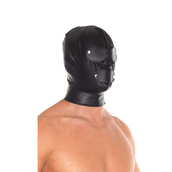 Leather Full Face Mask With Detachable Blinkers - Kinky Betty's - 