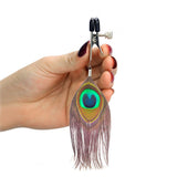 Nipple Clamps With Peacock Feather Trim - Kinky Betty's - 